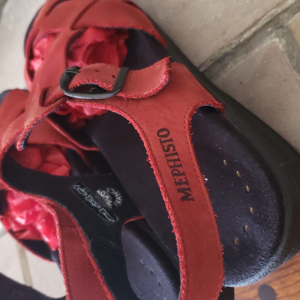 Mephisto Red Suede Sandals Size 9 - Picture 6 of 14